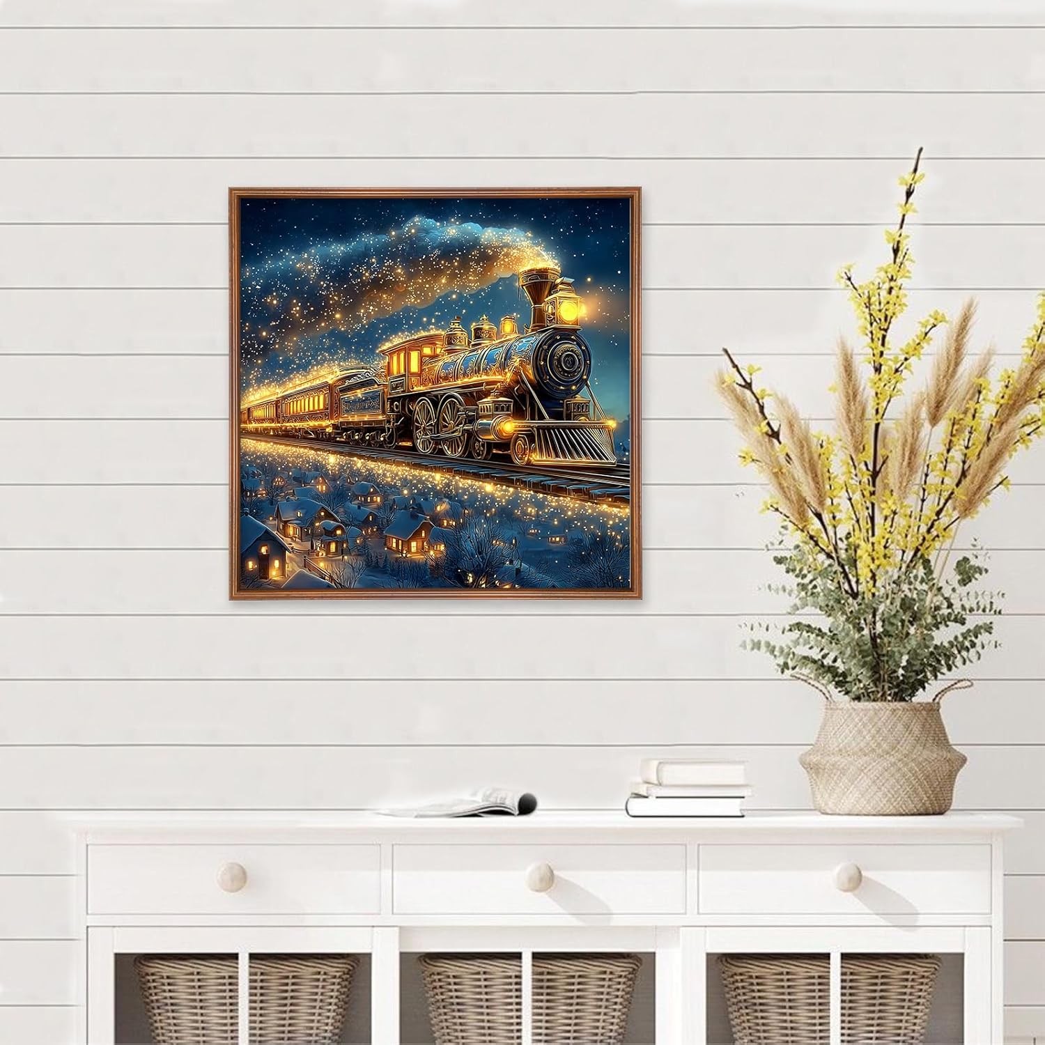 Christmas Diamond Painting Kits for Adults, 5D Winter Train Diamond Art Kits for