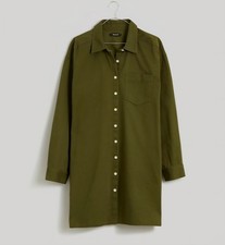 Madewell Mini Shirt Dress in Loden (Olive Green) 100% cotton NWOT size small