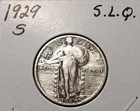 1929 S Standing Liberty Silver Quarter Dollar, Fine Grade, Great Gift,