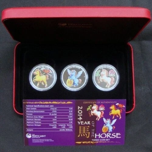 2014 Tuvalu Perth Mint Year of the Horse "Prosperity" Lunar Baby 3-Coin Set - Image 3 of 4