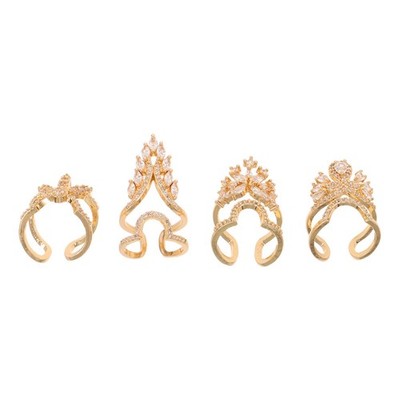 4 Pcs Maniküreringe Fingernägel Kupfer Damen Nagelkunstdekoration