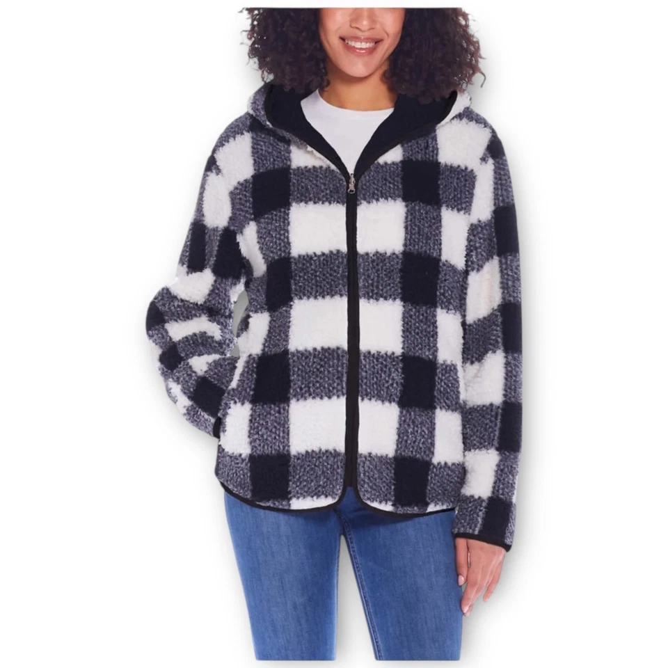 NWT Weatherproof Women’s Reversible Plaid Fleece Jacket – Small - Image 2 of 4