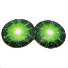 Pair Green Lightning Burst Glass Eyes Jewelry Taxidermy Flatback Cabochons
