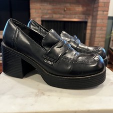Vintage Mudd Y2K Black Chunky Block Heel Platform Loafer Shoes Size 8 90  s RARE