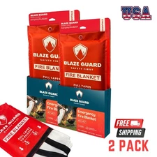Blaze Guard Emergency Fire Blanket  100% Fiberglass 2 Pack Home & Kitchen Safety