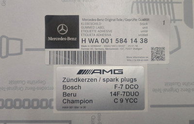 R129 W126 W124 E60 500E E60 neu original Aufkleber Zündkerzen E60 500E 6.0 AMG