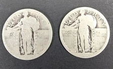 (2) Dateless Standing Liberty Quarter One Denver Mint -Type 2 -FREE SHIPPING 