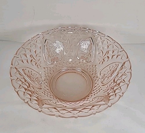 Vintage Kig Pink Depression Glass Style Hearts & Roses Lidded Candy Dish - Picture 3 of 7