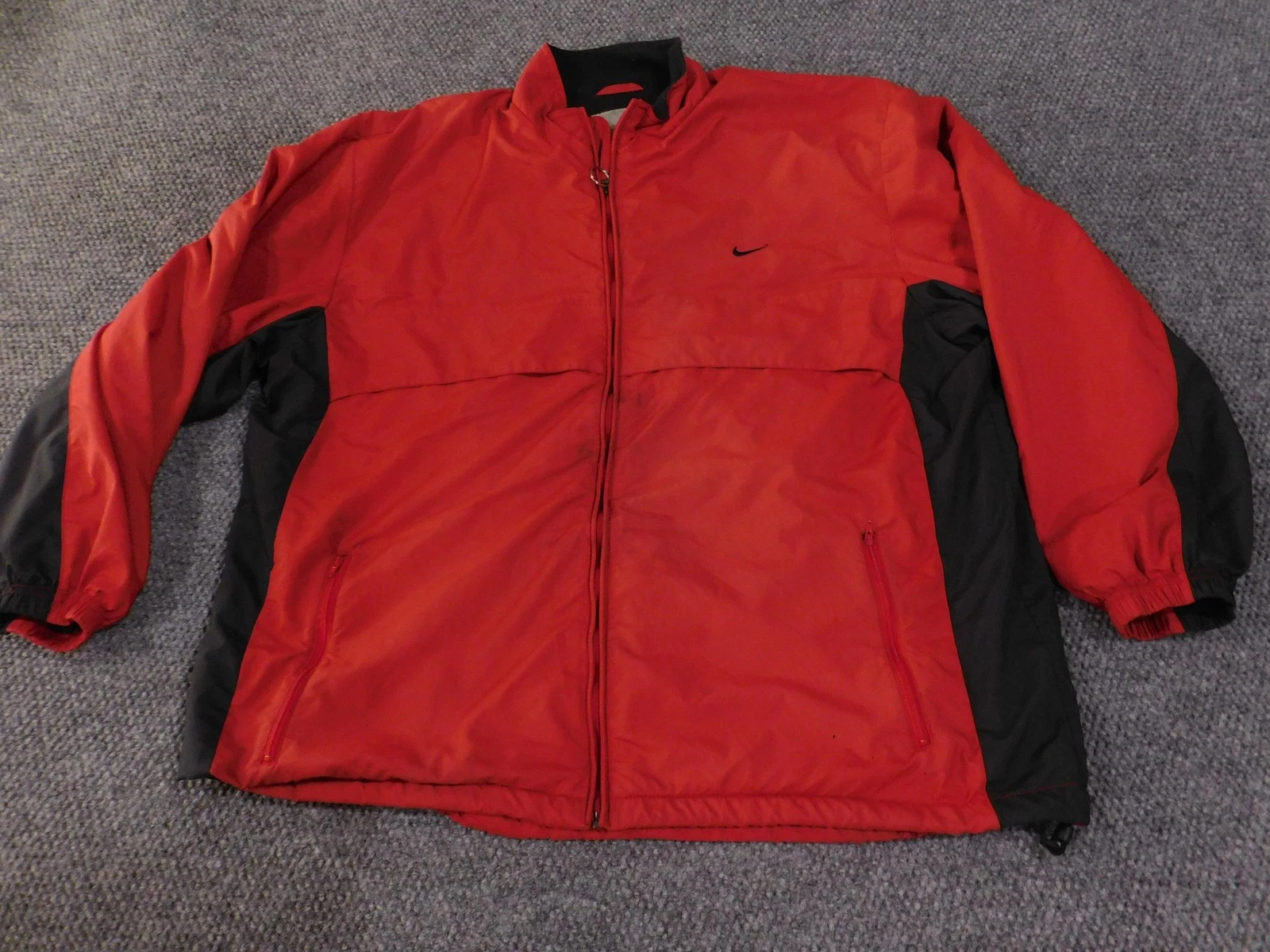Nike Jacket Mens Extra Large Red Black Vintage Fleece Lined Puffer Coat Outdoor