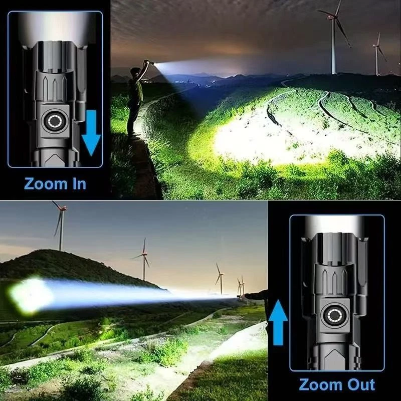 Mini Rechargeable LED Flashlight Tactical Police Super Bright Torch Zoomable Lot - Image 4 of 4