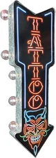 Tattoo Double-Sided Marquee Sign With Neon Print LED Retro Bulbs Vintage Decor