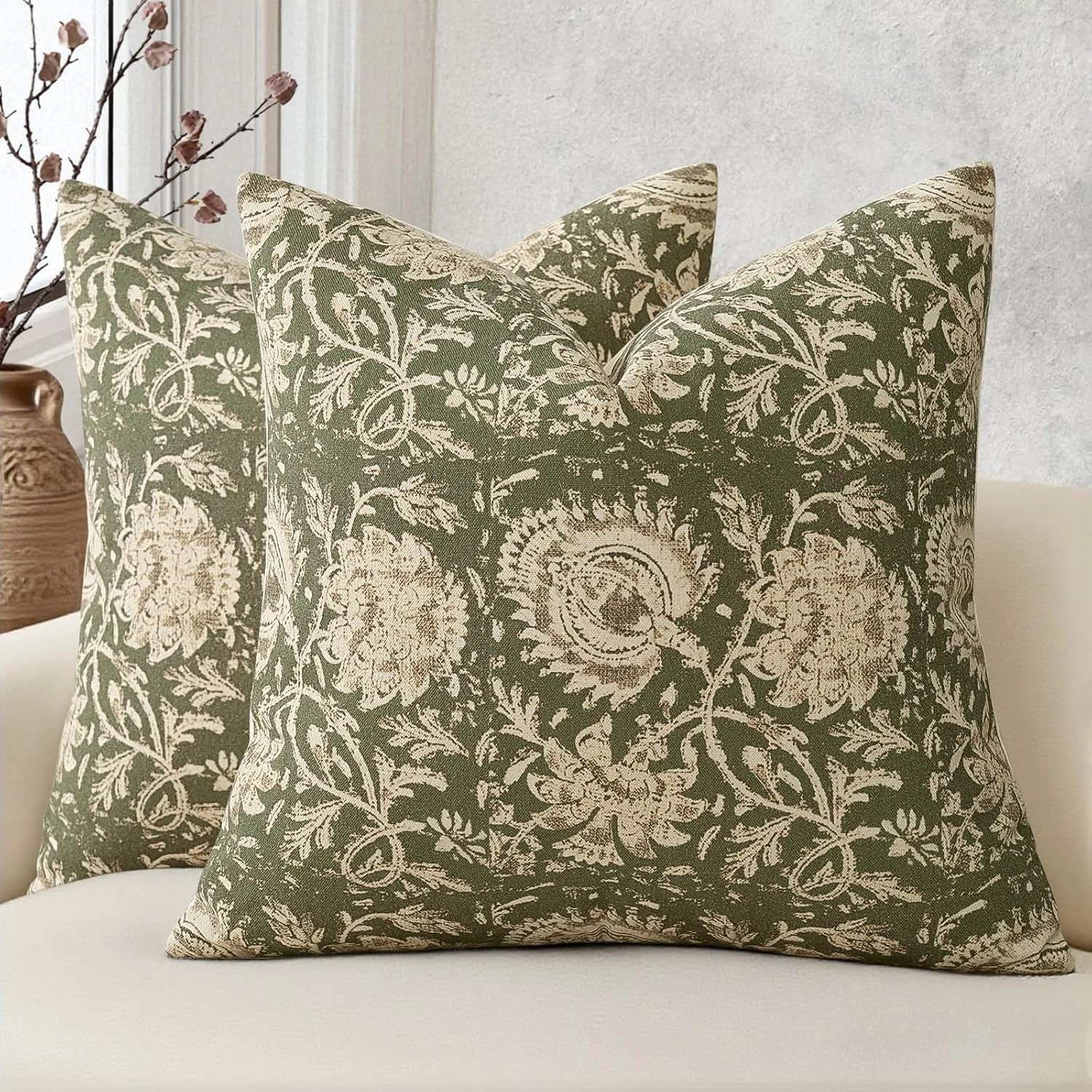 Vintage Floral Print Throw Pillow Covers 22x22 Set of 2 Neutral Modern Farmhouse
Opens in a new wind
