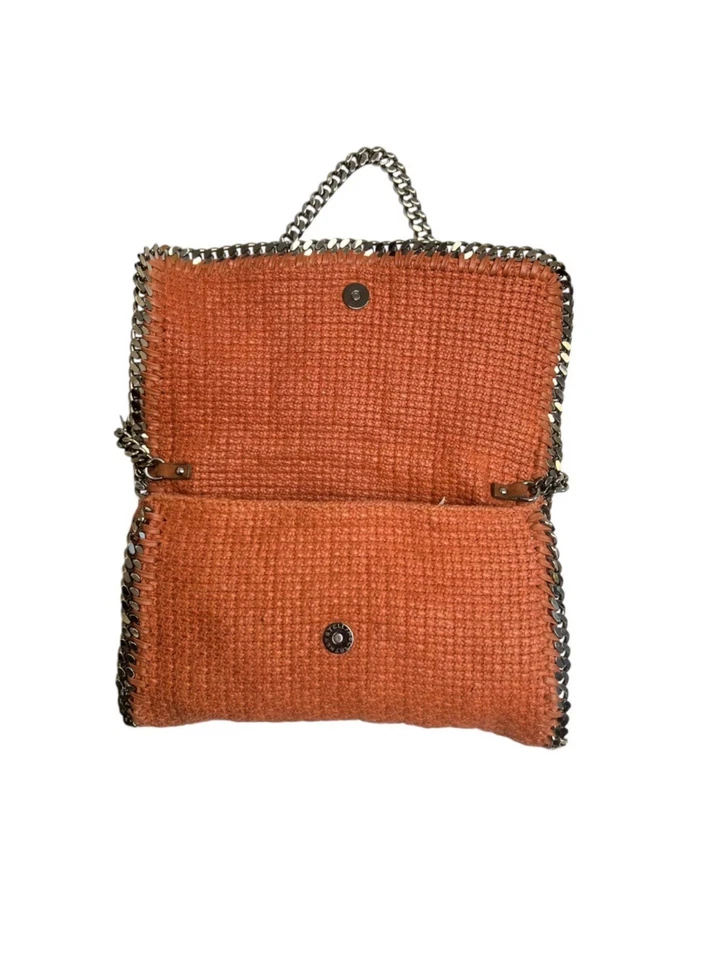 Bolso sin asas Stella McCartney Rafia Falabella con solapa cadena roja salmón Foto 4 de 4