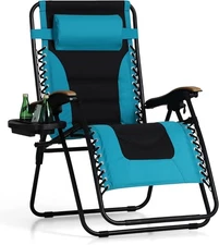 PHI VILLA XXL Oversized Padded Zero Gravity Chair Up to 400LBS Aqua