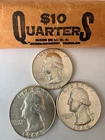 3 - 1964-D Washington 90% Silver Quarter  From Bank Roll - BU