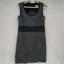 Anna Thomas Dress Womens 12 Grey Black Wool Blend Mini Sheath Business Italy