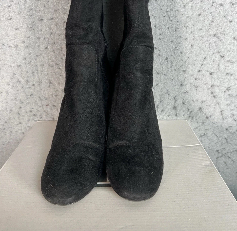 Ivanka Trump Over The Knee Tall Boots Womens Sz 7 Ladies BlackFaux Suede Heels - Image 4 of 4