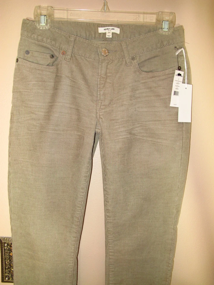 Calça Helmut Lang Stovepipe reta magra cinza veludo cabos tamanho 24 $230 - Imagem 3 de 4