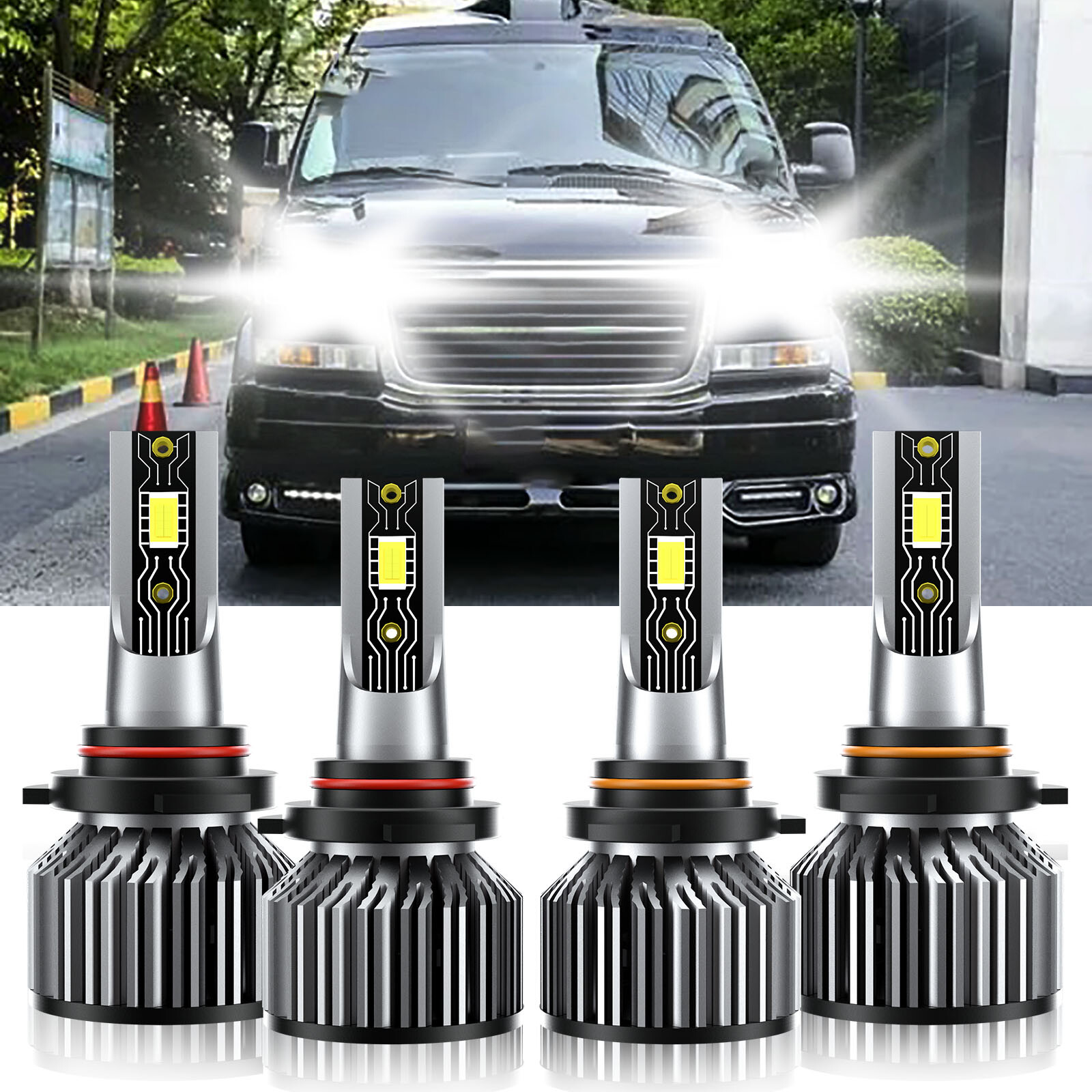 9005+9006 LED Headlight Bulbs 6500K High Low Beam For GMC Savana 4500 2009-2019