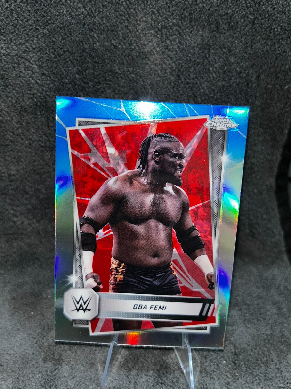 2025 Topps Chrome WWE Red and Blue Refractor #113 Oba Femi – NXT