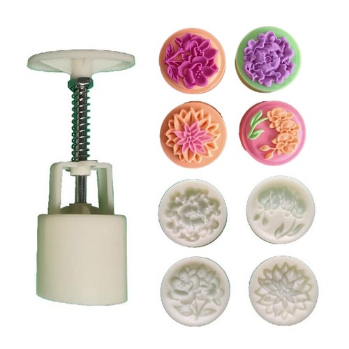Plastic Material Mooncake Mold Stamp Cookie Moon Cake Mold for Creative Flower S - Picture 3 of 8