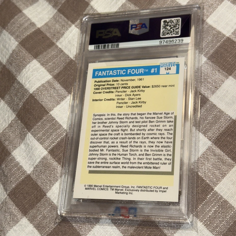 1990 Marvel Universe Fantastic Four #1 MVC #124 PSA 10 GEM MINT - Image 2 of 2