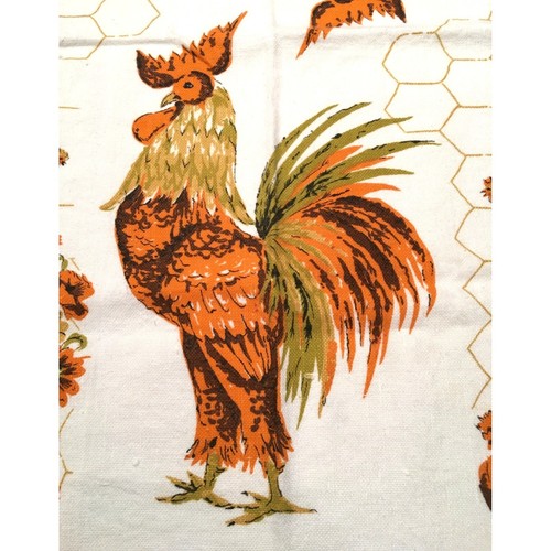 Rooster Dish Tea Towel Linen VTG Kitchen Farm Chicken Bird Rustic Country Fall - Picture 4 of 18