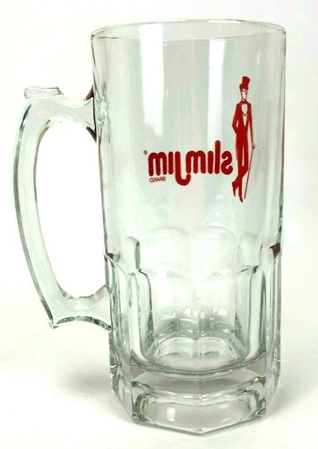 Vintage 1980's Slim Jim Beer Stein Mug Clear Glass 32 oz Heavy Duty - Picture 3 of 8