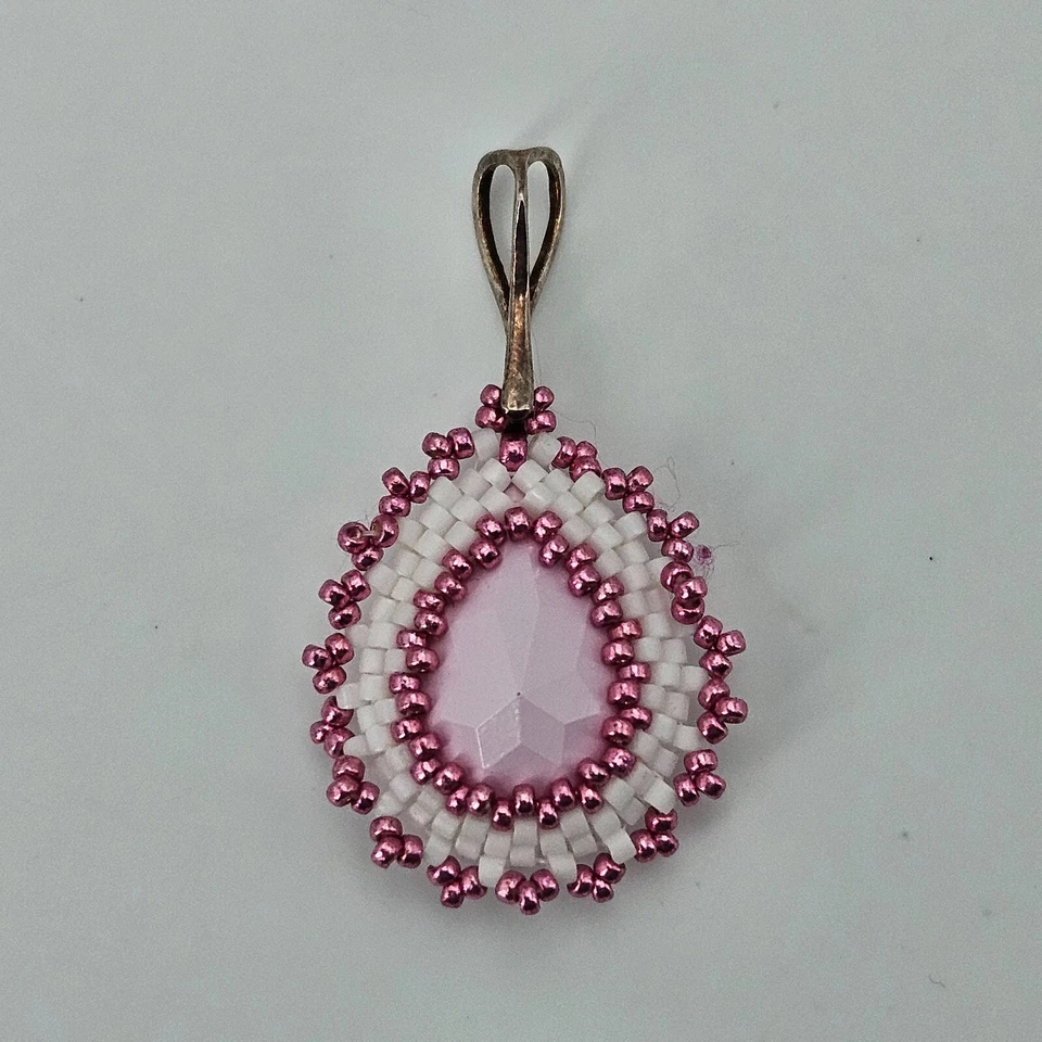 Anhänger Kettenanhänger Damen Schmuck Rosa Weiß Swarovski Elements Handmade - Bild 2 von 4