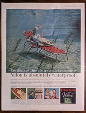 Silla Firestone Velon Rubia Subacuática Modelo 1957 Vintage Folio Impresión Anuncio