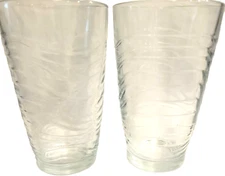 2 Libbey Glasses Orbita Cooler Clear Glass Tumbler Libby Swirl Discontinue