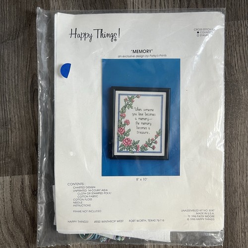 Happy Things Memory Counted Cross Stitch Kit 8047 Patsy's Prints 1996 New - Picture 2 of 3
