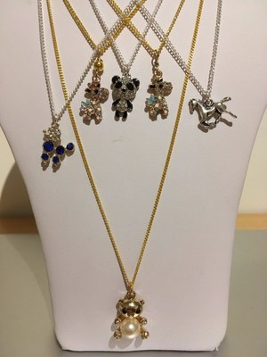 Metal Animal Character Charm Pendants on Silver, Gold or Rose Gold Plated Chains