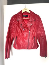 Gian Luca Red Real Leather Biker Jacket Size M