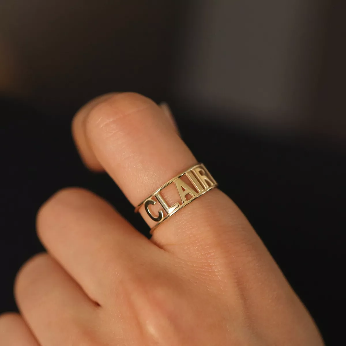 Gold Monogram Band Ring