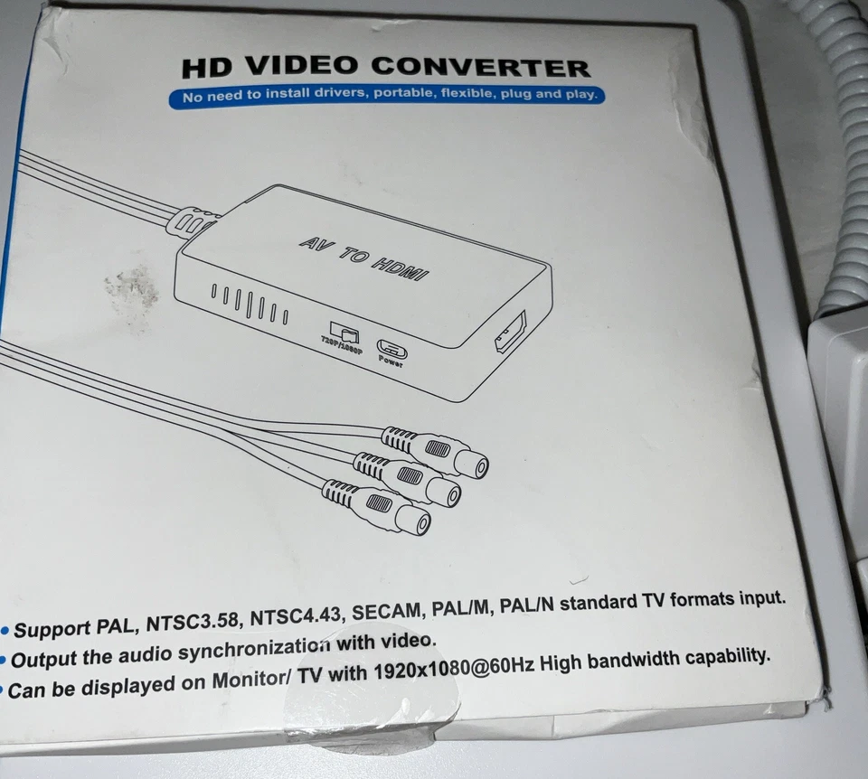 RCA AV to HDMI HD Converter Composite CVBS Audio Video Adapter Wii NES SNES New - Image 2 of 4