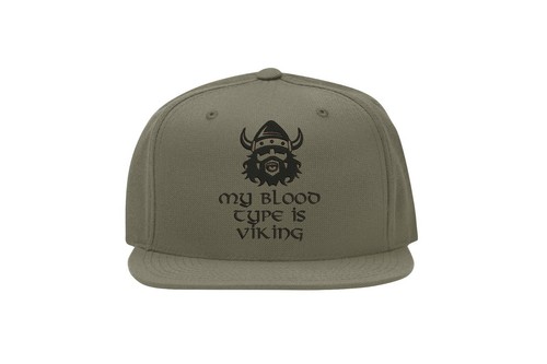 My Blood Type Is Viking Funny Embroidered Snapback Cap Fullcap Flat Bill Hat - Picture 5 of 5