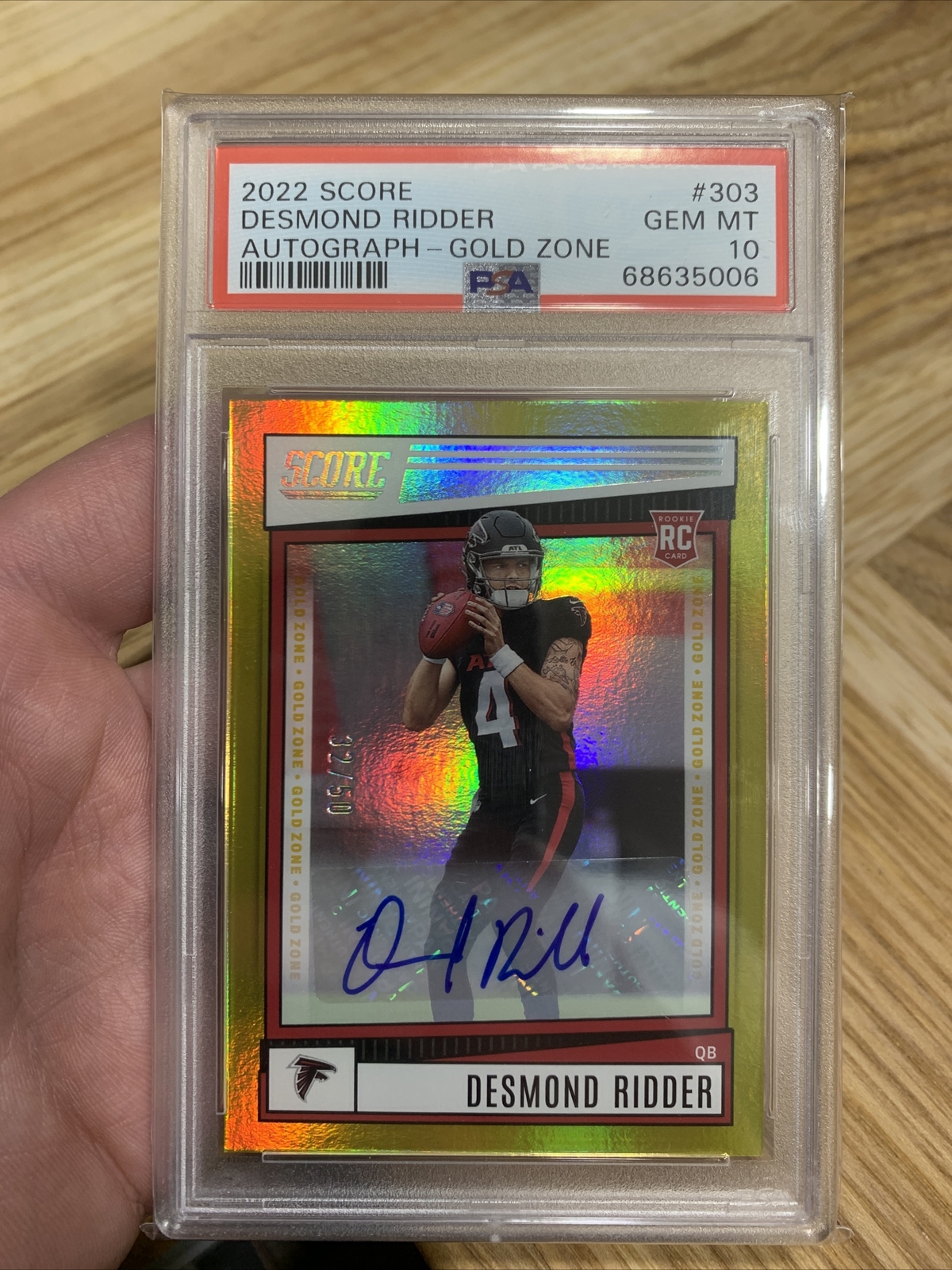 Desmond Ridder Panini Score #303 Autograph-Gold Zone
