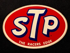 STP STICKER “THE RACERS EDGE” 4 3/4 X 3 1/4“ VINTAGE  GOOD/ MODERATE  CONDITION!