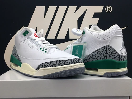DS 2023 AIR JORDAN 3 RETRO UK9.5 EU44.5 LUCKY GREEN III BRED PINE SB 1 4 OG RARE