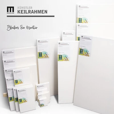 M MERCEO 2er Set Künstler-Leinwand Keilrahmen 17mm Stärke 280g/m² 2-fach weiß grundiert