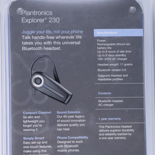 Plantronics Explorer 230 Bluetooth Earhook Headset New Sealed - Picture 7 of 9