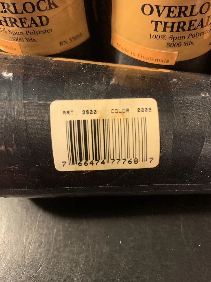 4 Big Spools Overlock Thread Polyester #2002 BLACK 3000 yards each - Image 2 of 3