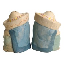 Sleeping Siesta Mexican Sombrero Ranchero Salt/Pepper Shakers 3" Tall