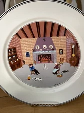 Villeroy & Boch DESIGN NAIF #5 BY FIRESIDE 10.5" Dinner Plate Fireplace Cats