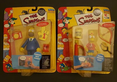The Simpsons, Playmates Interactive Figures, Sunday Homer & Krusty Bart, NEW!! 