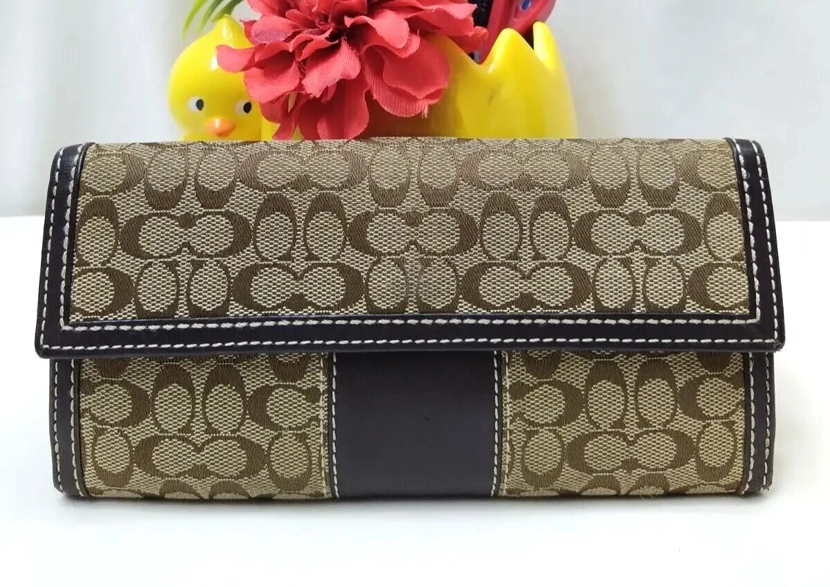Coach bifold wallet in signature canvas cheap