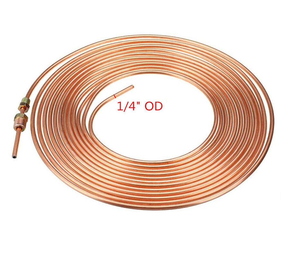 US Ship 1/4"OD 50Ft Coil Roll Steel Zinc Copper Nickel Car Brake Line Tubing Kit Foto 3 de 4