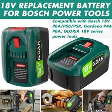 6.0AH Battery For Bosch PBA 18V POWER FOR ALL ALLIANCE / PSB / PSR / P4A Li-Ion