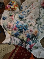 Floral Colorful Wildflower Pretty Fabric Shower Curtain with 12 Hooks